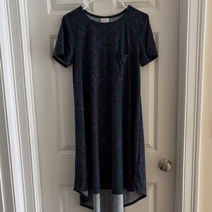 LuLaRoe Green and Purple Patterned Dress